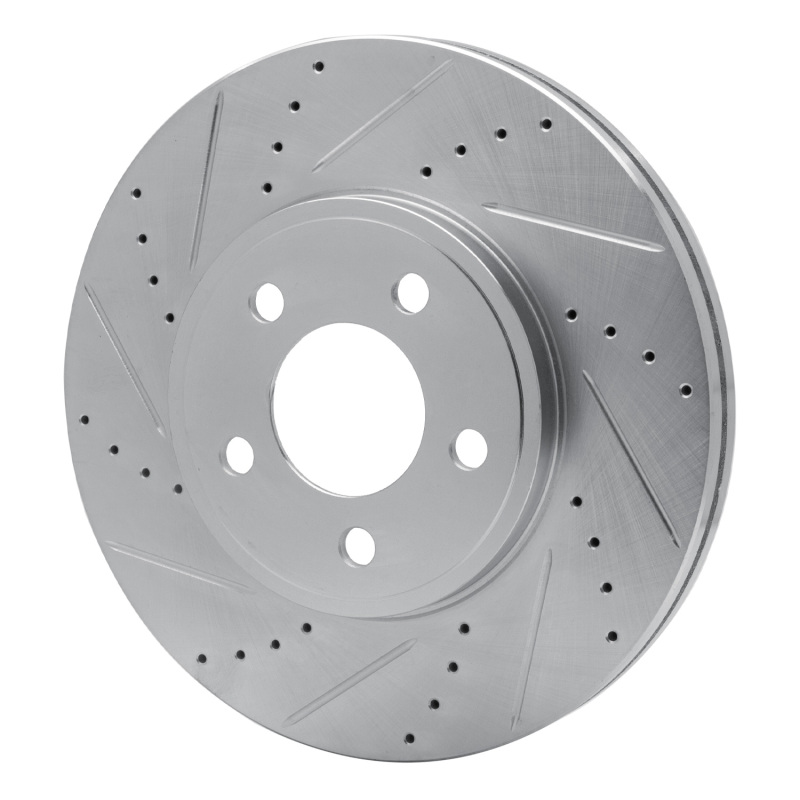 Ford Crown Victoria Brake Rotor (1) - Front Left - R1 Concepts - Drilled & Slotted - Silver - `03-`11